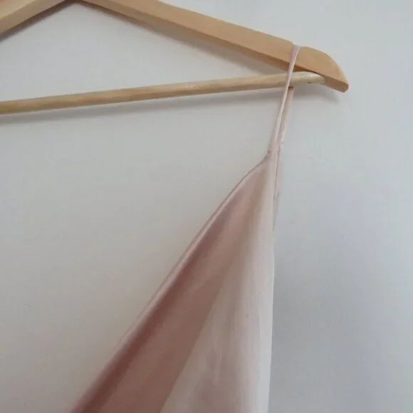 HOUSE OF CB Coco Drape Back Satin Wrap Midi Dress in Nude Champagne - Size S - Picture 4 of 16